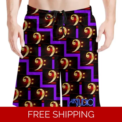 Le Studio Bass Clef Custom 3D Men's Beach Shorts